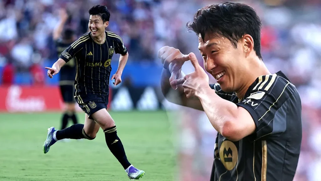 손흥민이 LAFC의 첫 데뷔 후 골을 넣고 환호하는 장면. 손흥민이 LAFC의 첫 데뷔 후 골을 넣고 환호하는 장면.
